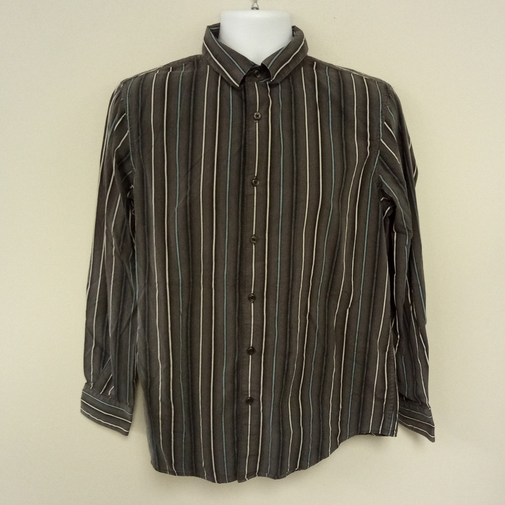 Attention Men's Grey Blue Casual Button Down Shirt size Medium